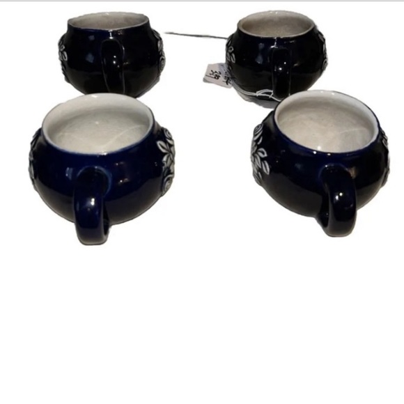 Vintage German Wick-Werke Mug Beer Stein wildflowers Blue Cobalt 4 Pc Set - Picture 5 of 6